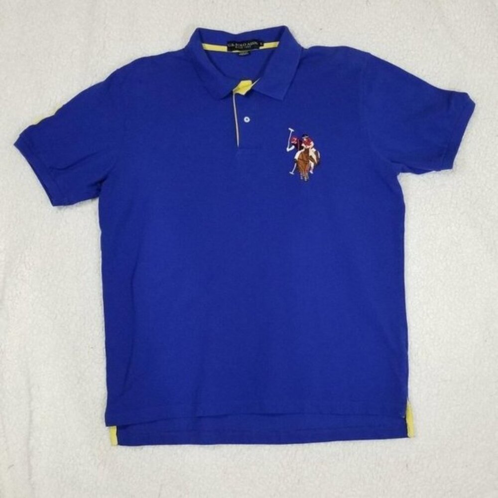 U.S. POLO ASSOCIATION Men's Polo Shirt Size L Blue Large Horse and Rider